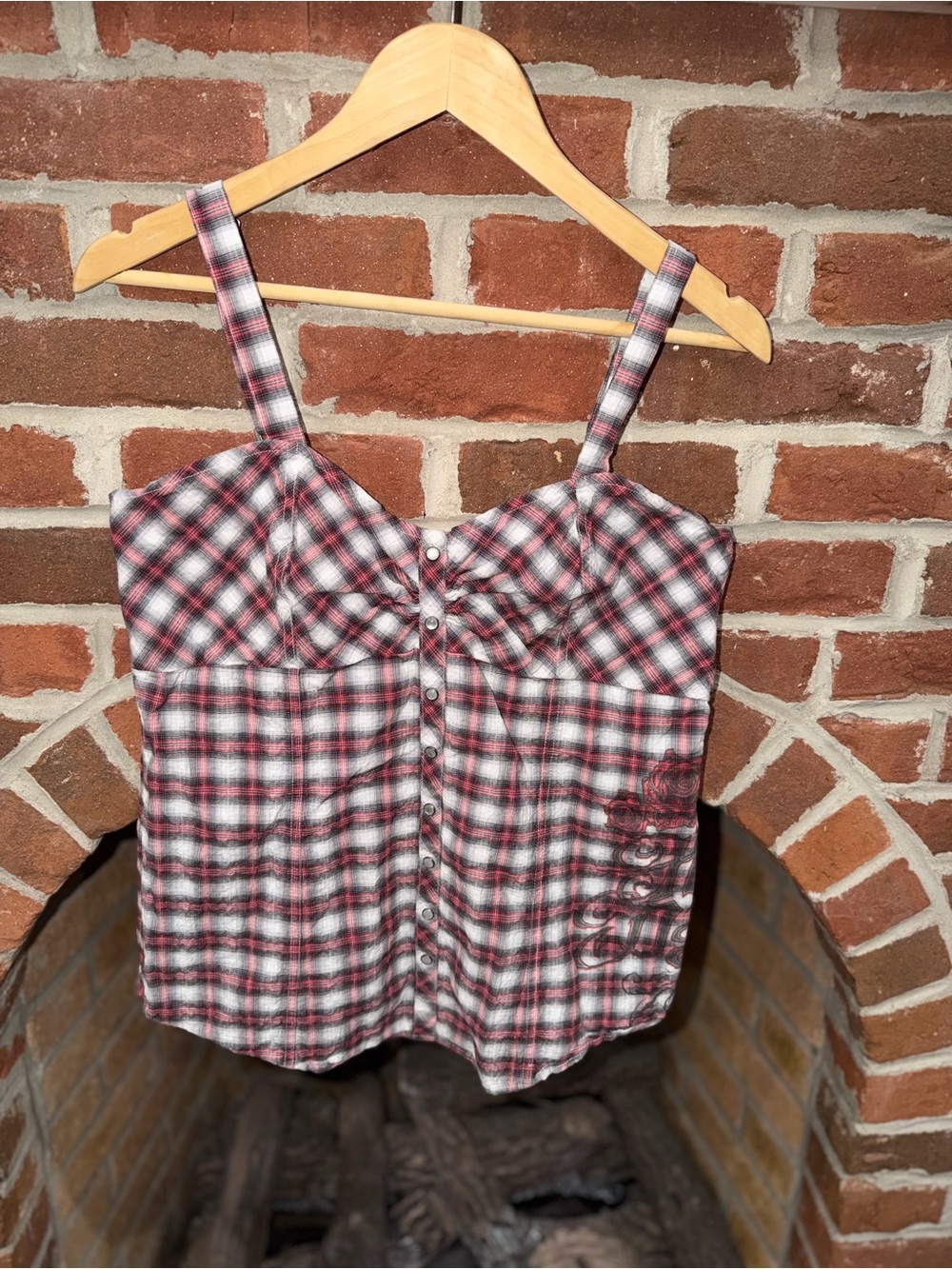 Harley-Davidson Red and Black Plaid Spaghetti Strap Tank